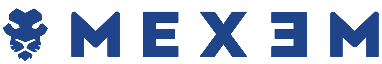MEXEM company logo featuring a stylized lion head with bold uppercase letters.